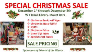 Join Us at the Friends of the Library Special Christmas Sale Dec 1-Dec 8